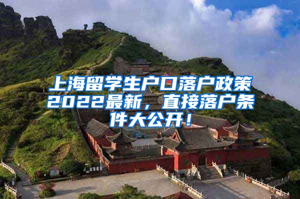 上海留学生户口落户政策2022最新，直接落户条件大公开！