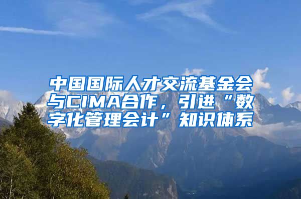 中国国际人才交流基金会与CIMA合作，引进“数字化管理会计”知识体系