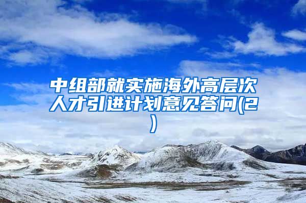 中组部就实施海外高层次人才引进计划意见答问(2)