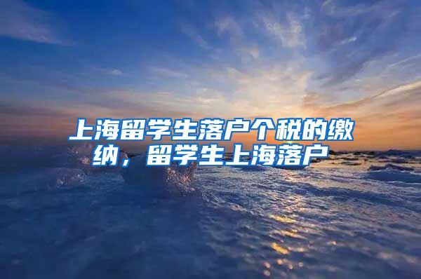 上海留学生落户个税的缴纳，留学生上海落户