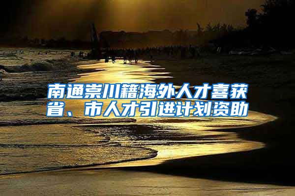 南通崇川籍海外人才喜获省、市人才引进计划资助