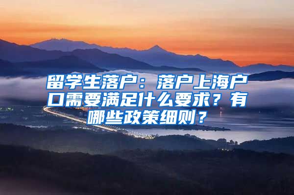 留学生落户：落户上海户口需要满足什么要求？有哪些政策细则？