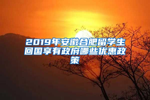 2019年安徽合肥留学生回国享有政府哪些优惠政策