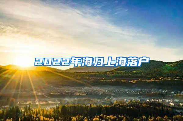 2022年海归上海落户