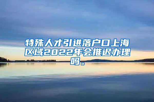 特殊人才引进落户口上海区域2022年会推迟办理吗。