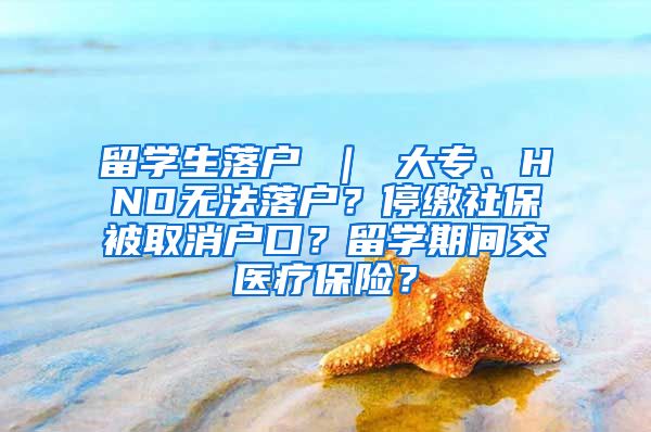 留学生落户 ｜ 大专、HND无法落户？停缴社保被取消户口？留学期间交医疗保险？