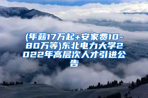 (年薪17万起+安家费10-80万等)东北电力大学2022年高层次人才引进公告