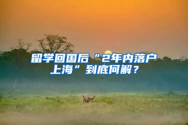 留学回国后“2年内落户上海”到底何解？