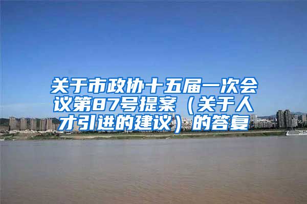 关于市政协十五届一次会议第87号提案（关于人才引进的建议）的答复