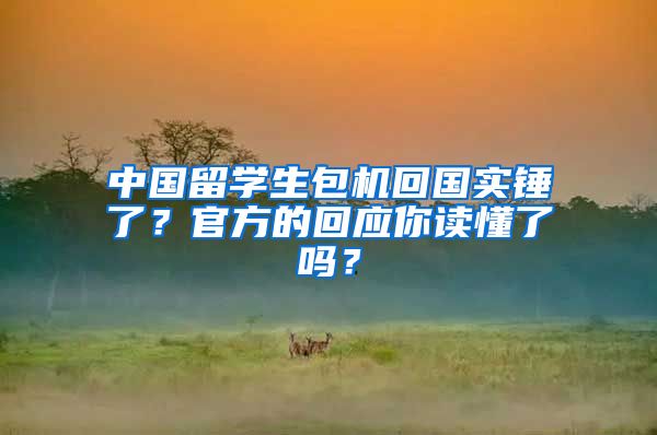 中国留学生包机回国实锤了？官方的回应你读懂了吗？