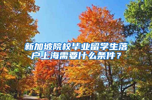 新加坡院校毕业留学生落户上海需要什么条件？