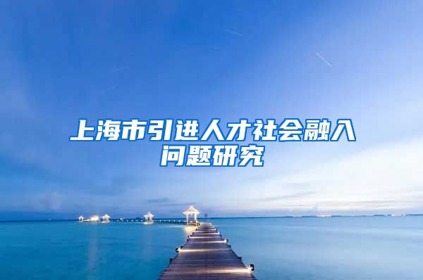 上海市引进人才社会融入问题研究