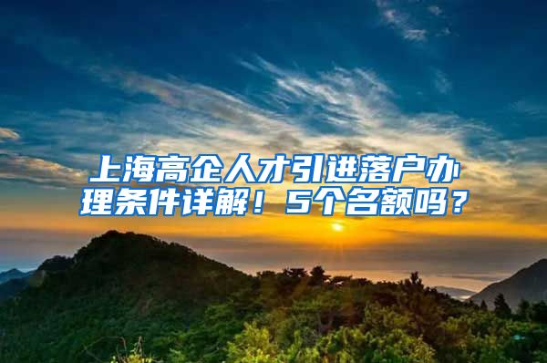 上海高企人才引进落户办理条件详解！5个名额吗？