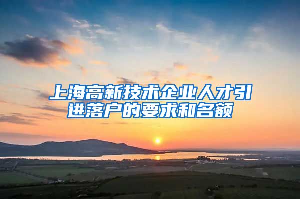 上海高新技术企业人才引进落户的要求和名额