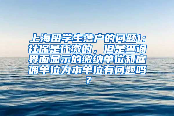 上海留学生落户的问题1：社保是代缴的，但是查询界面显示的缴纳单位和雇佣单位为本单位有问题吗？