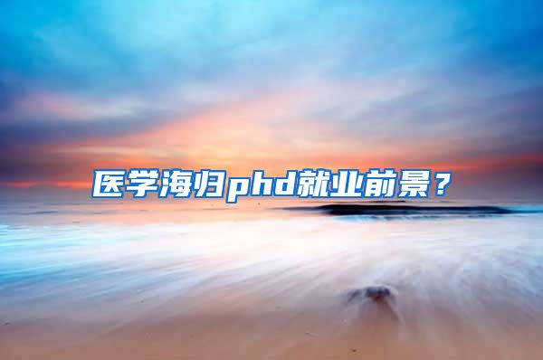 医学海归phd就业前景？