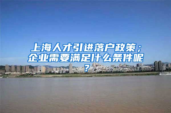 上海人才引进落户政策；企业需要满足什么条件呢？