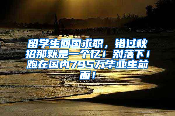 留学生回国求职，错过秋招那就是一个亿！别落下！跑在国内795万毕业生前面！