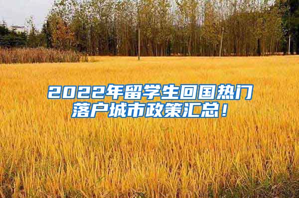 2022年留学生回国热门落户城市政策汇总！