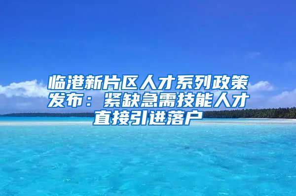 临港新片区人才系列政策发布：紧缺急需技能人才直接引进落户