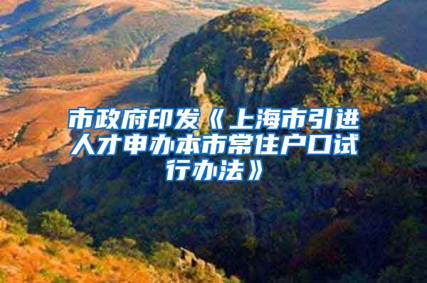 市政府印发《上海市引进人才申办本市常住户口试行办法》