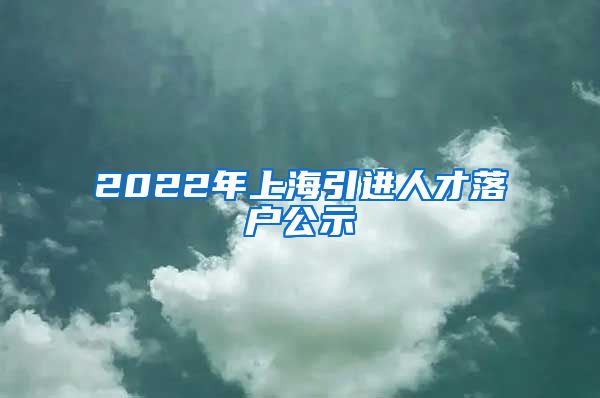 2022年上海引进人才落户公示