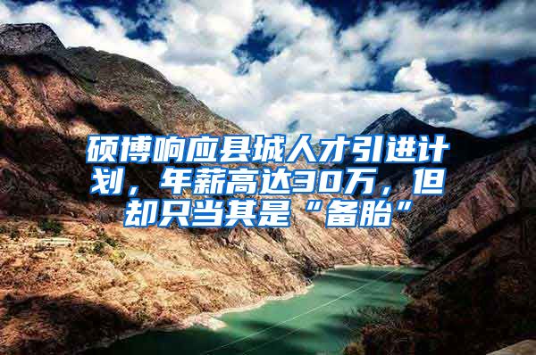 硕博响应县城人才引进计划，年薪高达30万，但却只当其是“备胎”