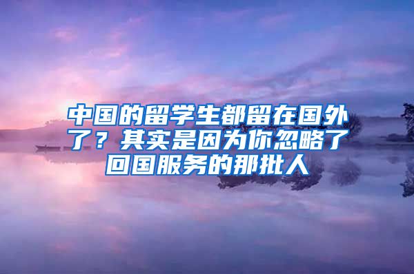 中国的留学生都留在国外了？其实是因为你忽略了回国服务的那批人