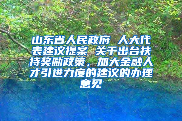 山东省人民政府 人大代表建议提案 关于出台扶持奖励政策，加大金融人才引进力度的建议的办理意见