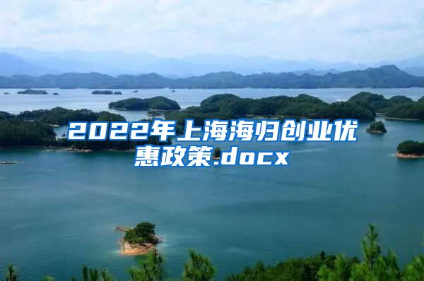 2022年上海海归创业优惠政策.docx