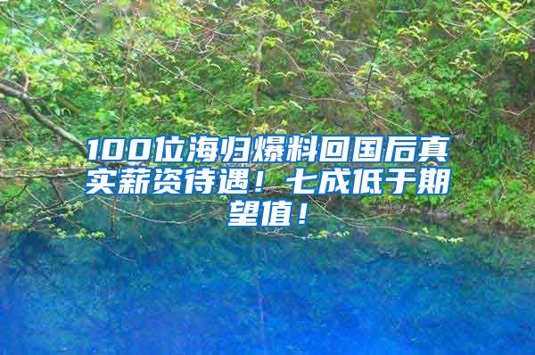 100位海归爆料回国后真实薪资待遇！七成低于期望值！