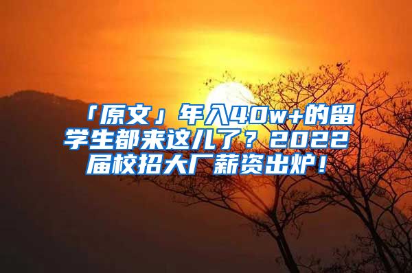 「原文」年入40w+的留学生都来这儿了？2022届校招大厂薪资出炉！