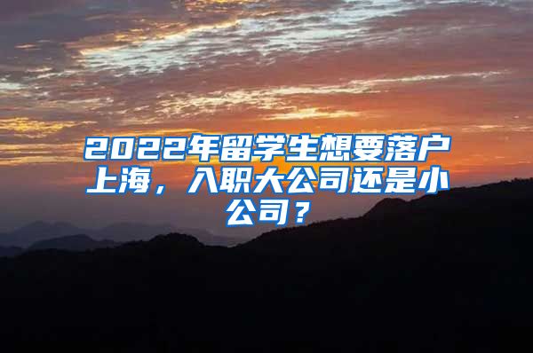 2022年留学生想要落户上海，入职大公司还是小公司？