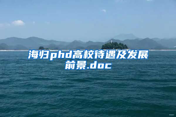 海归phd高校待遇及发展前景.doc