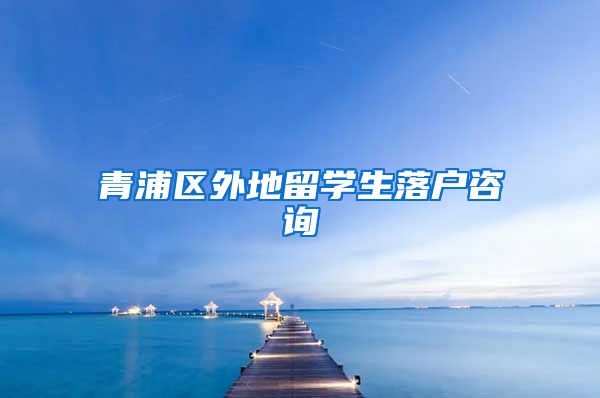 青浦区外地留学生落户咨询