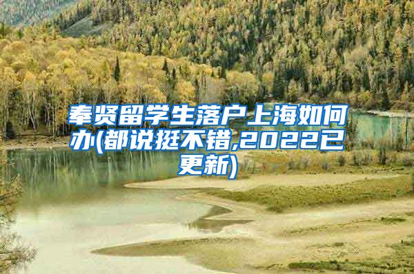 奉贤留学生落户上海如何办(都说挺不错,2022已更新)