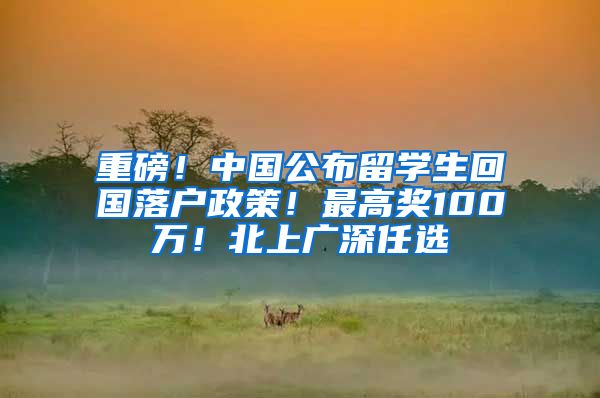 重磅！中国公布留学生回国落户政策！最高奖100万！北上广深任选