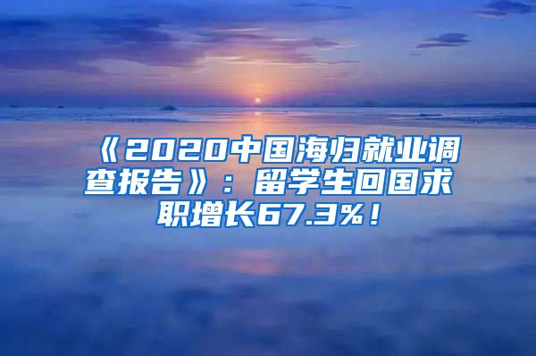 《2020中国海归就业调查报告》：留学生回国求职增长67.3%！