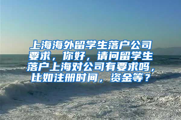 上海海外留学生落户公司要求，你好，请问留学生落户上海对公司有要求吗，比如注册时间，资金等？