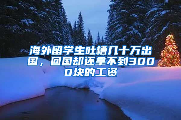 海外留学生吐槽几十万出国，回国却还拿不到3000块的工资