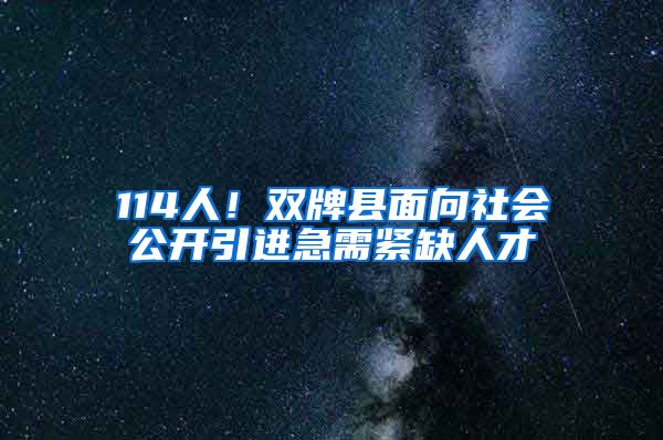 114人！双牌县面向社会公开引进急需紧缺人才