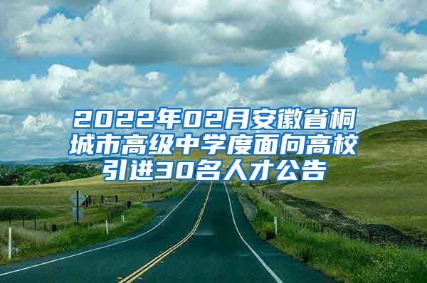 2022年02月安徽省桐城市高级中学度面向高校引进30名人才公告