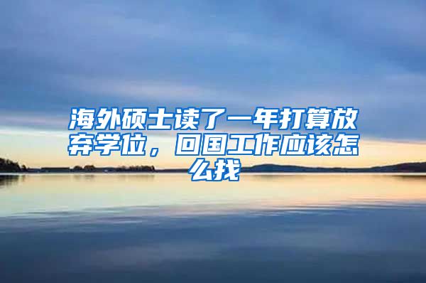 海外硕士读了一年打算放弃学位，回国工作应该怎么找