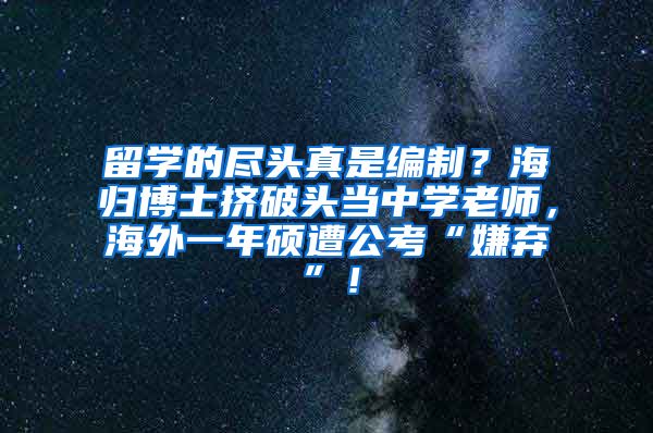 留学的尽头真是编制？海归博士挤破头当中学老师，海外一年硕遭公考“嫌弃”！