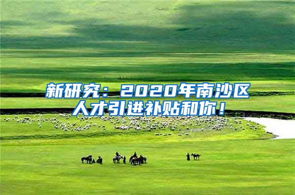 新研究：2020年南沙区人才引进补贴和你！