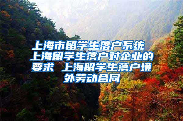 上海市留学生落户系统 上海留学生落户对企业的要求 上海留学生落户境外劳动合同