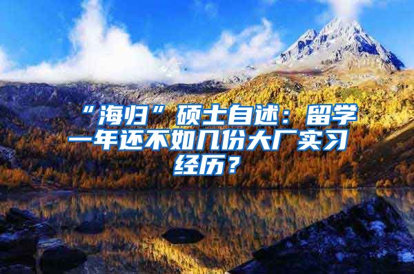 “海归”硕士自述：留学一年还不如几份大厂实习经历？