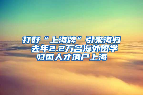 打好“上海牌”引来海归 去年2.2万名海外留学归国人才落户上海