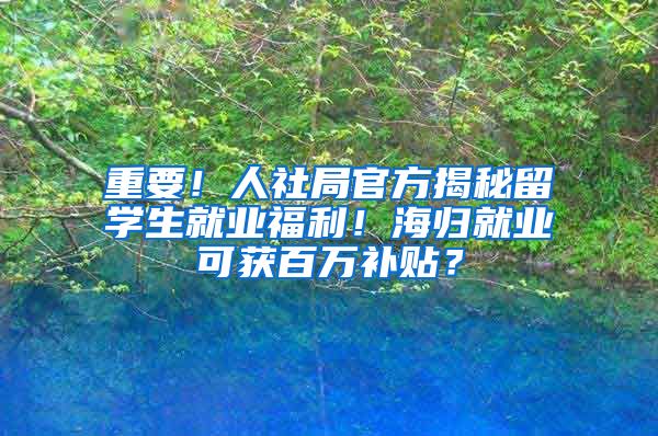 重要！人社局官方揭秘留学生就业福利！海归就业可获百万补贴？