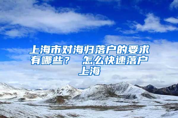 上海市对海归落户的要求有哪些？ 怎么快速落户上海